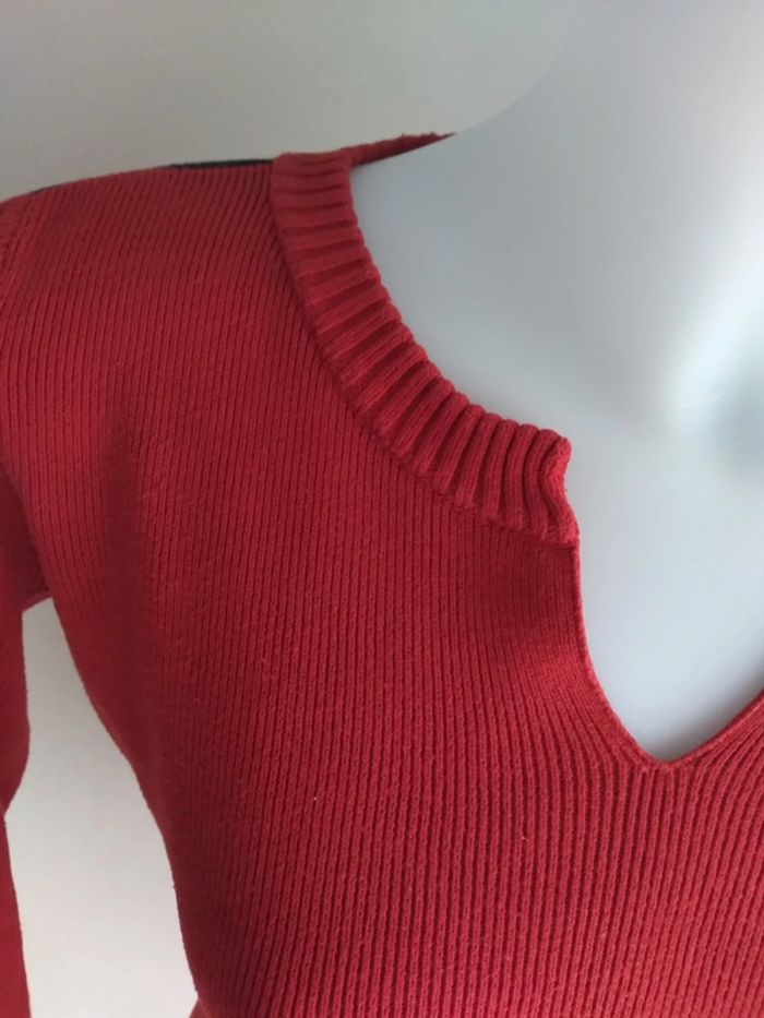 Pull lourd tommy hilfiger t L rouge taille petit - photo numéro 3