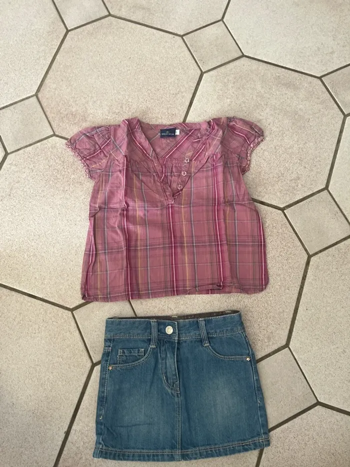 Ensemble jupe jeans et chemise taille 3 ans - photo numéro 3