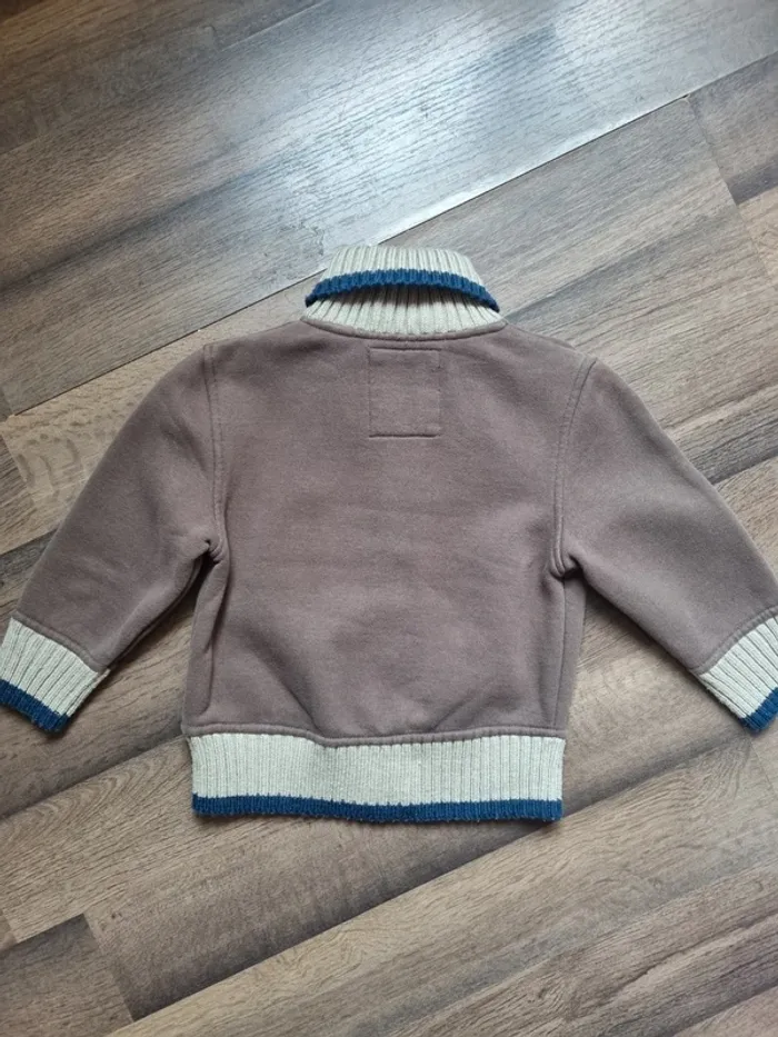 Veste / Gilet marron et crème à zip col montant type camionneur. Garçon. Taille 3 ans. Okaïdi. TBE - photo numéro 2