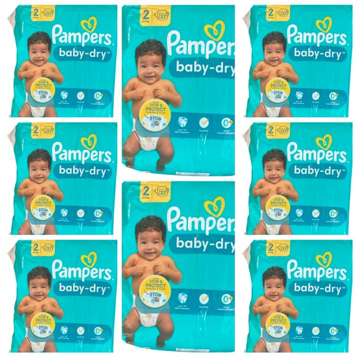 Lot de 296 Couches Pampers Baby Dry 4-8 kg Taille 2 Neuf