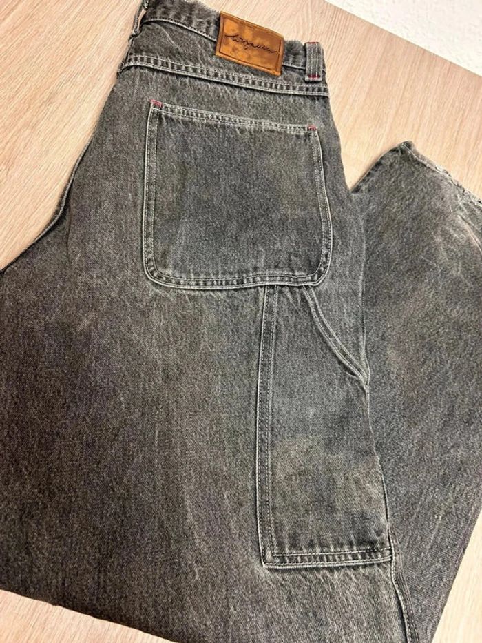 Jean Workwear cargo Carpenter Vintage 100% coton Gris Délavé - Bas Usé - W36- L34 - photo numéro 7