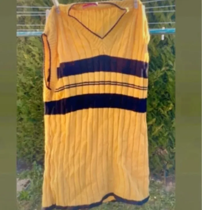 Pull sans manches vintage – Moutarde et noir – Taille 52/54 - photo numéro 2