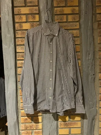 Chemise à carreaux homme, café coton taille L