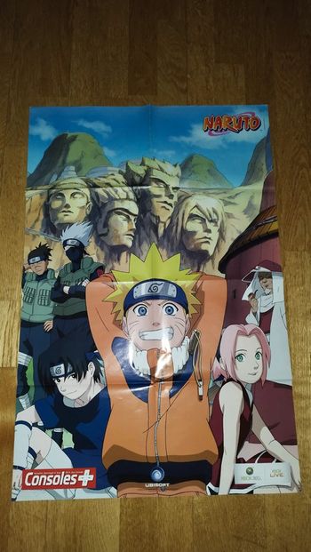 Poster géant Affiche Naruto Console + manga vintage Sasuke Sakura Kakashi