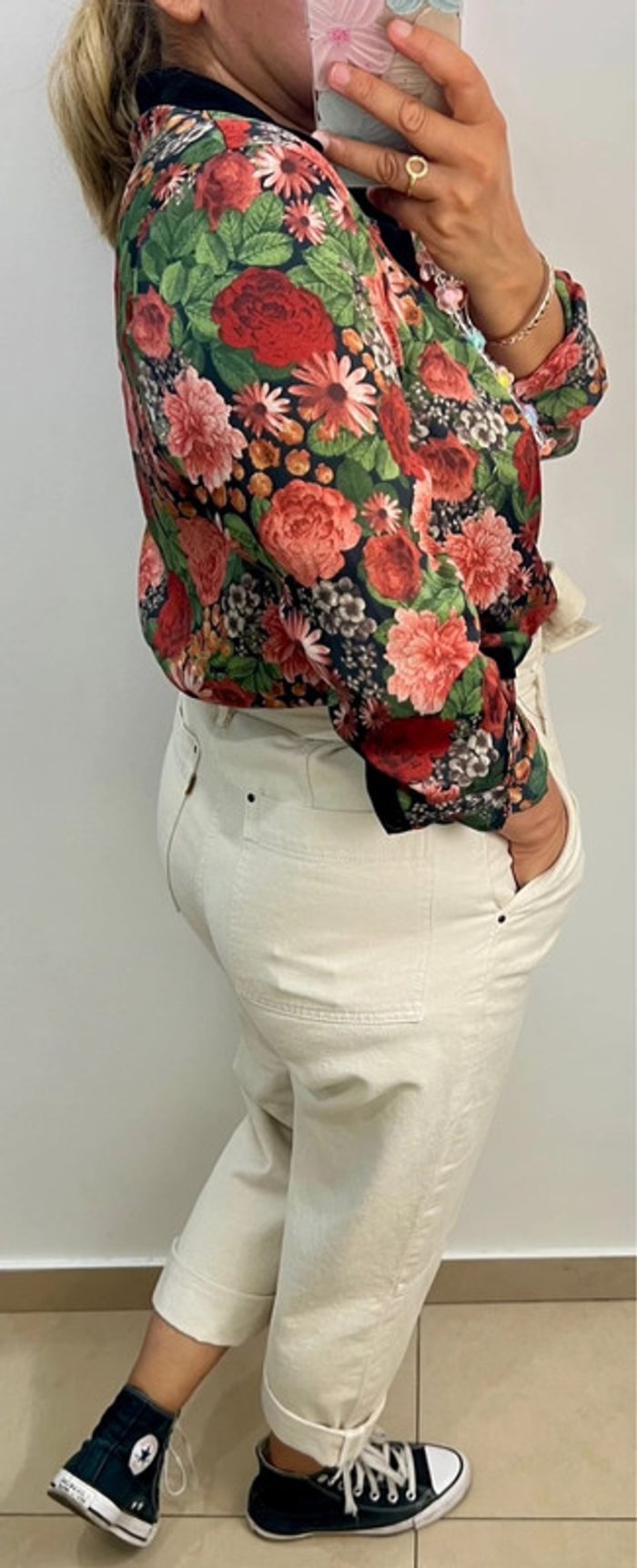 Chemise fluide satinée a fleurs Taille 38 - photo numéro 7