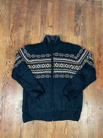 Pull zipper Polaire vintage Maille a motifs Noir M