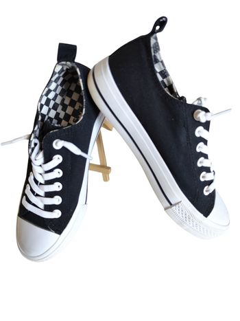 Baskets Toile NOIR Garçon motif Uni Elastique