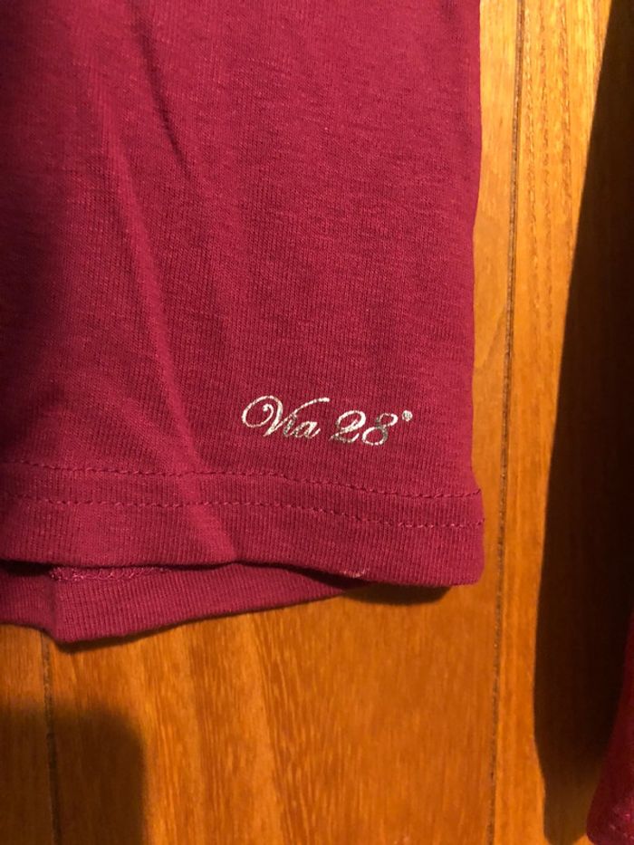T-shirt manches longues col V rose foncé - photo numéro 4
