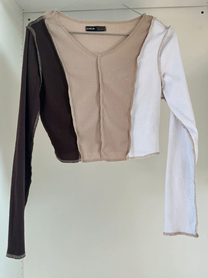 Tee-shirt blanc, beige, marron Shein