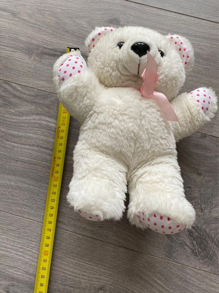 Ours en peluche beige clair blanc crème et son bébé - photo numéro 4