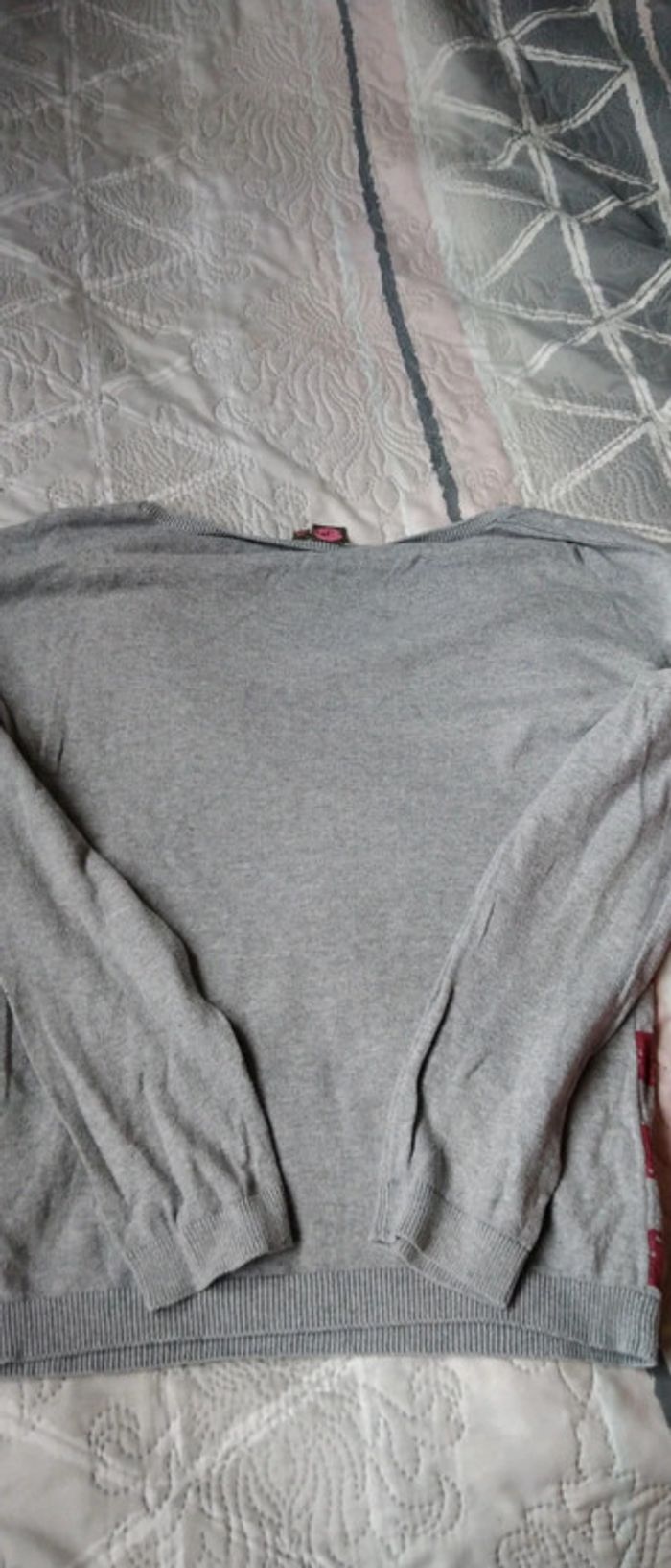 Pull fin motif drapeau américain gris fille 12 ans bilook - photo numéro 11