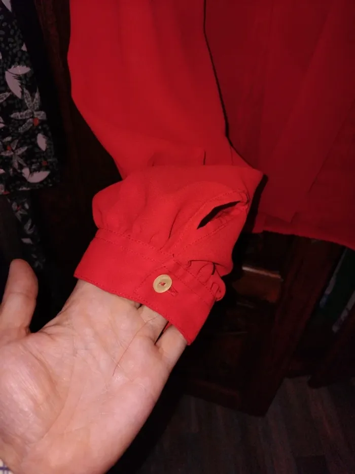Chemisier rouge vintage col lavallière - photo numéro 5