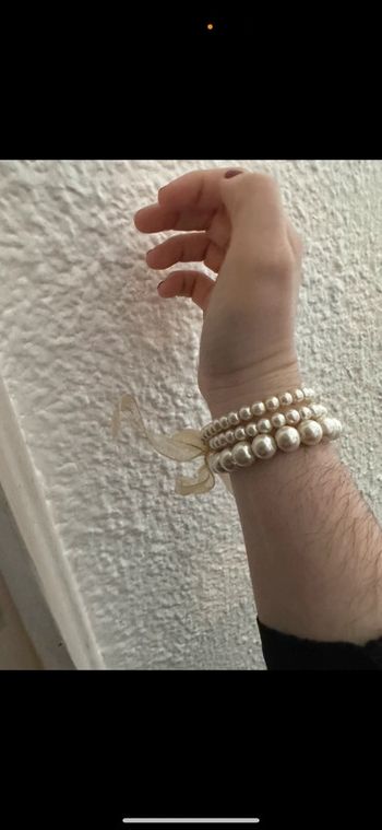 Bracelet 3 rangs elastique perle en plastique ruban