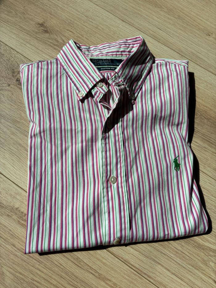 Chemise Ralph Lauren taille M blanche/verte/rose