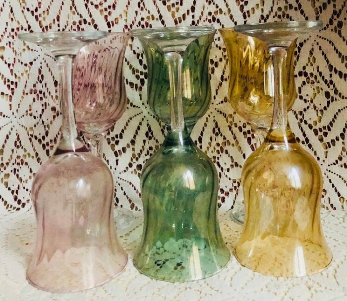 6 verres à vin en verre effets facettes vintages - photo numéro 4