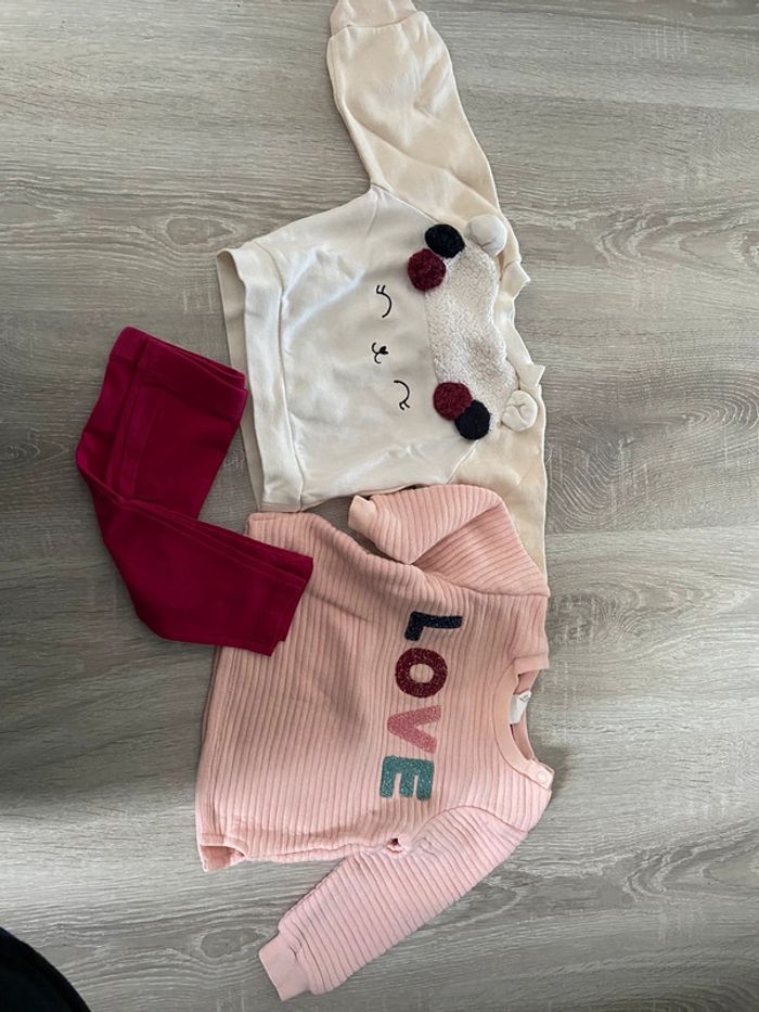 Ensemble 2 Sweat pulls chaud bebe et legging 6 mois