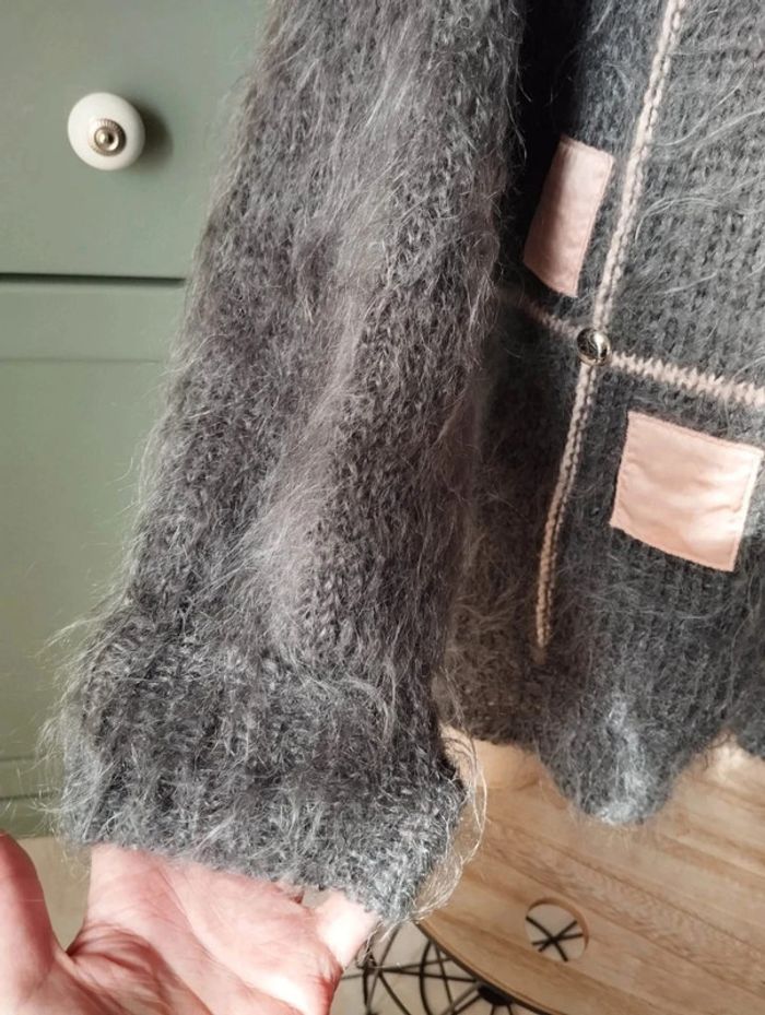 🌹Pull Gris & Crème Mohair & Laine Collection Vintage Lucy Lockett T44/48🌹 - photo numéro 5