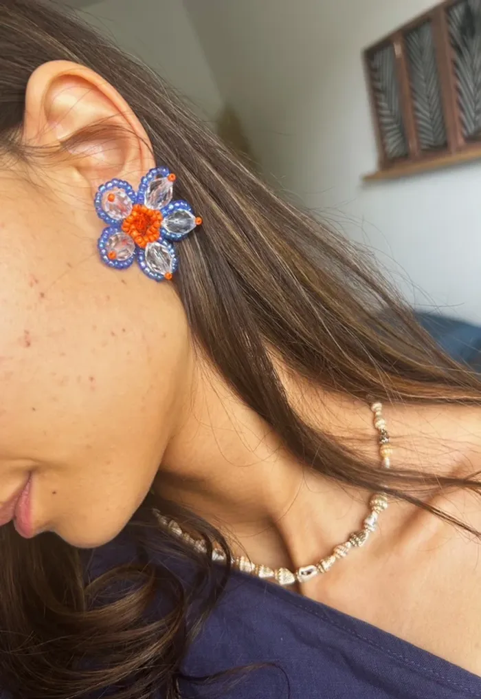 Boucle d’oreille fleurs perles - photo numéro 5