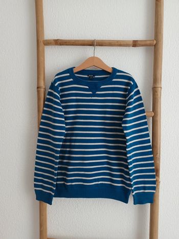 Pull rayé bleu et blanc 10 ans