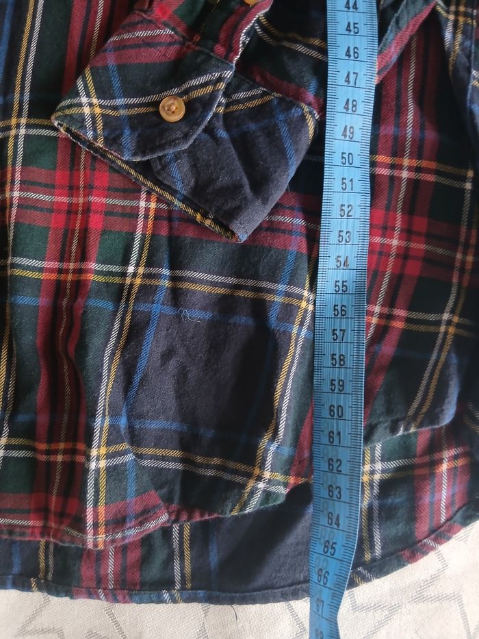 Chemise manches longues bleu a rayures rouge M/L - photo numéro 6