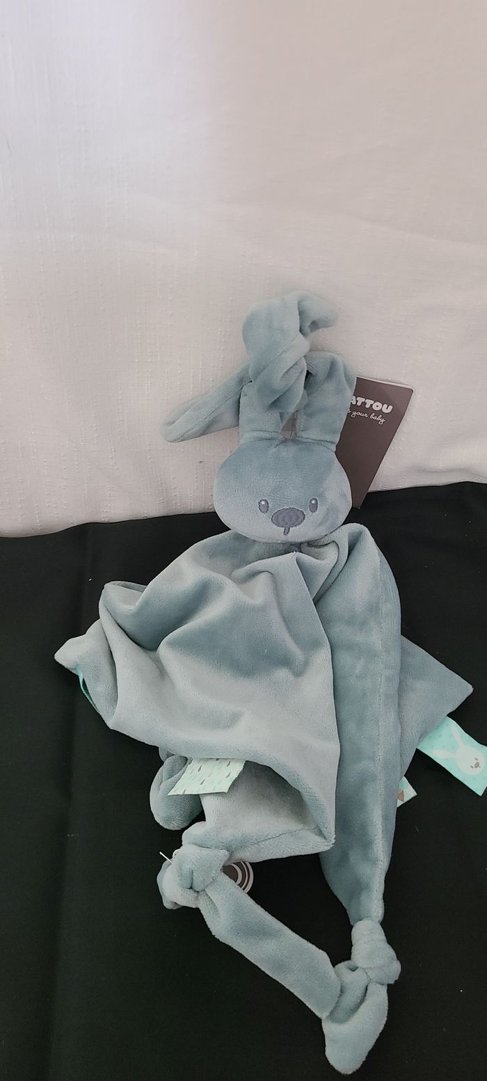 Doudou plat lapin NATTOU Lapidou vert maxi doudou losange 65 cm - photo numéro 3