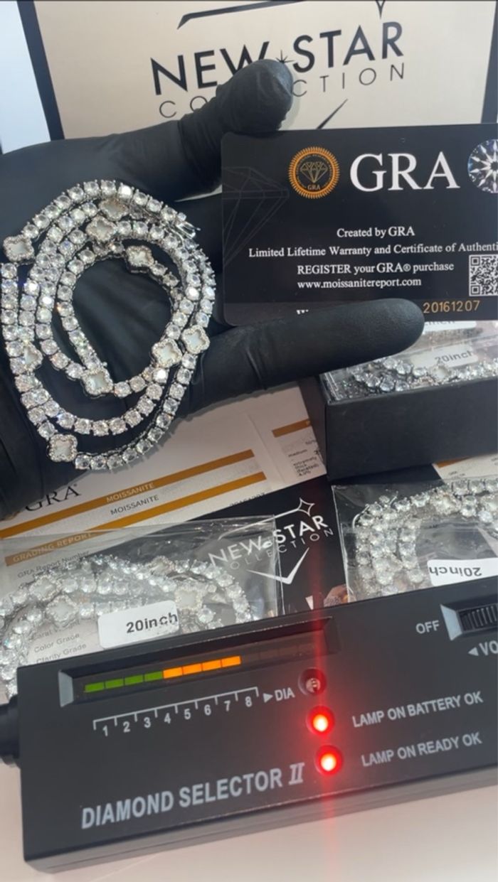 Chaîne de tennis en Moissanite Sertie de diamant VVS - photo numéro 3