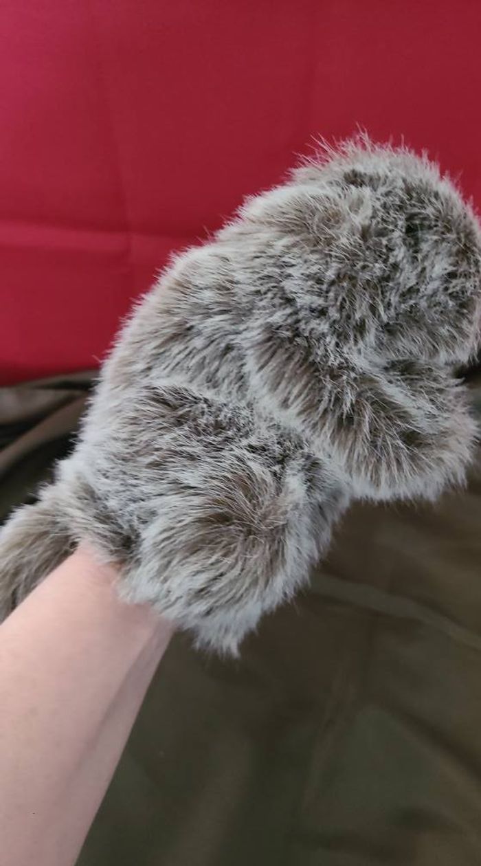 Doudou marionnette marmotte ATELIER FRANCE PELUCHES gris poils longs - photo numéro 6