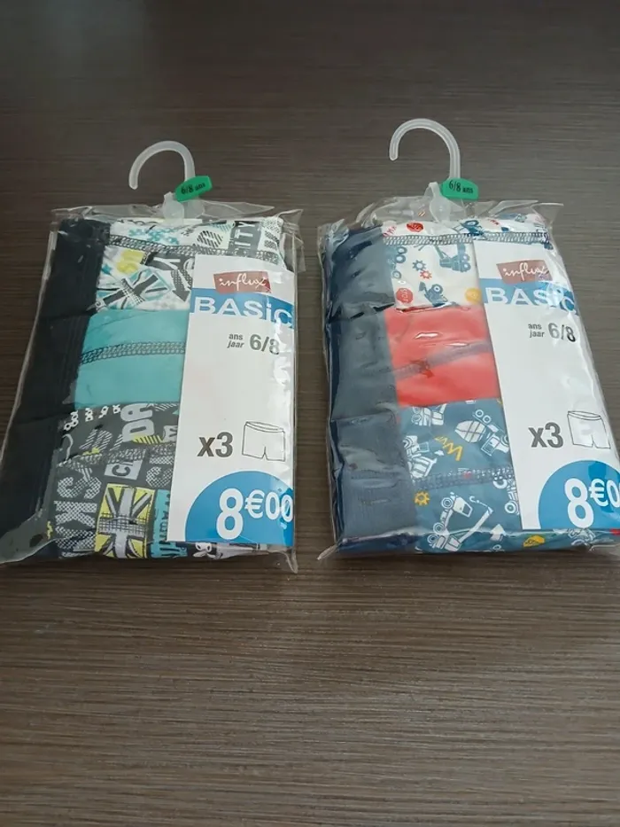 Lot de 6 boxers en coton garçon 6/8 ans