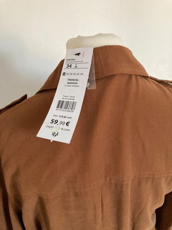 Longue veste, trench léger camel cache cache taille 34 Neuve - photo numéro 2