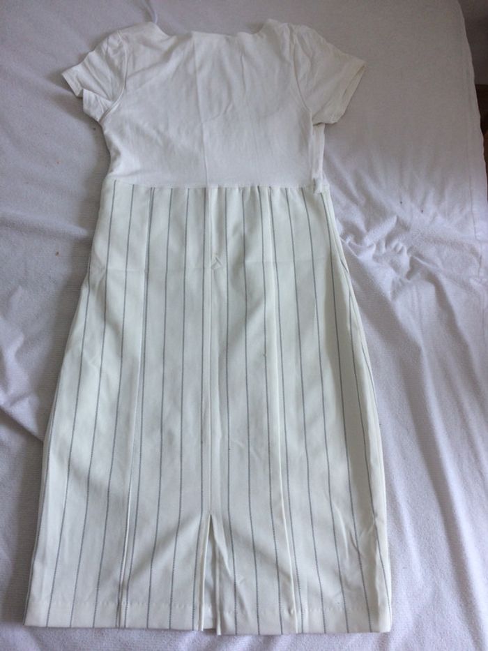Robe tailleur chic blanche rayée 36 - photo numéro 2