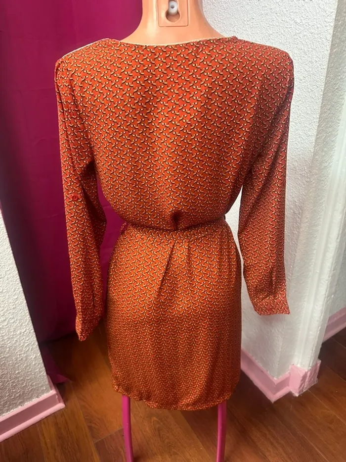 Robe orange à motifs By One taille S/M - photo numéro 3