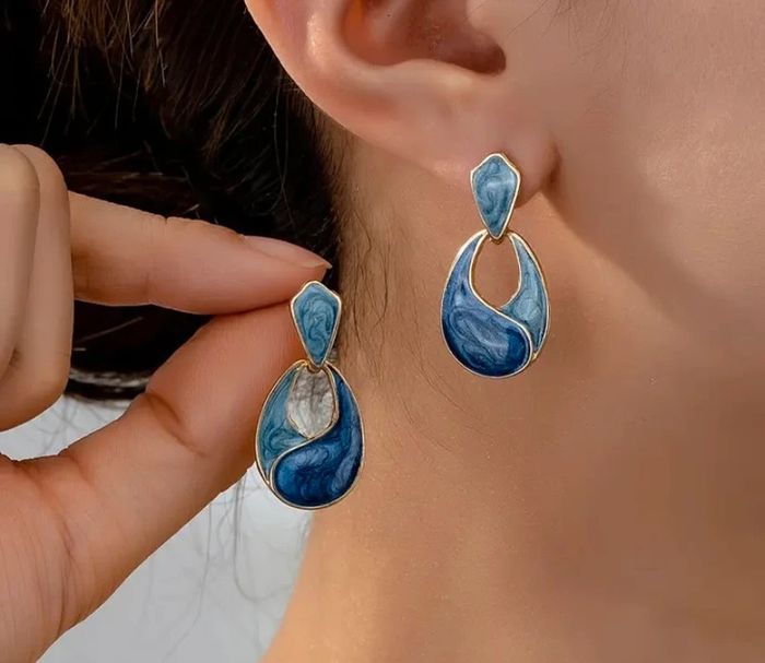 🌼Boucles d’oreilles bleu marbré🌼 - photo numéro 2