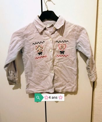 🌸Chemise mixte bleue avec motifs brodés 4 ans 🌸