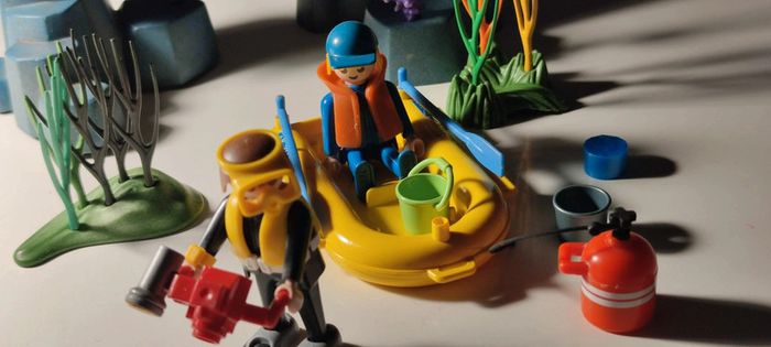 Lot playmobil plongeurs & barque & rochers - photo numéro 5
