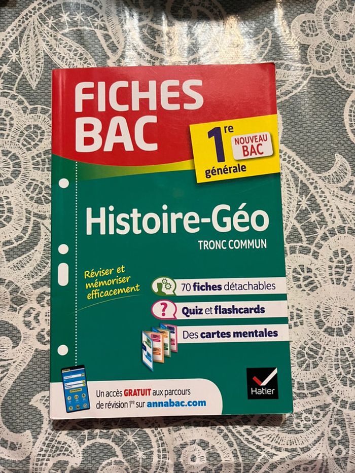 Fiches bac 1ere générale Histoire géo Tronc commun