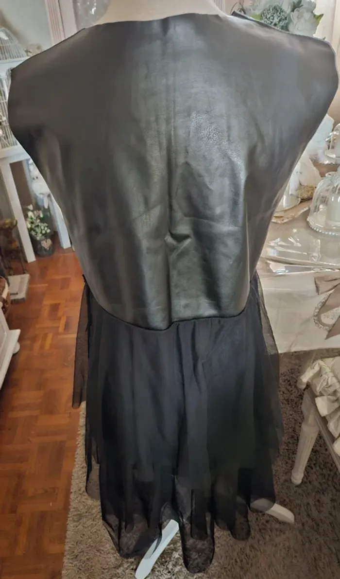 Robe noire simili cuir et tulle Diva's Taille 38 Neuve - photo numéro 3