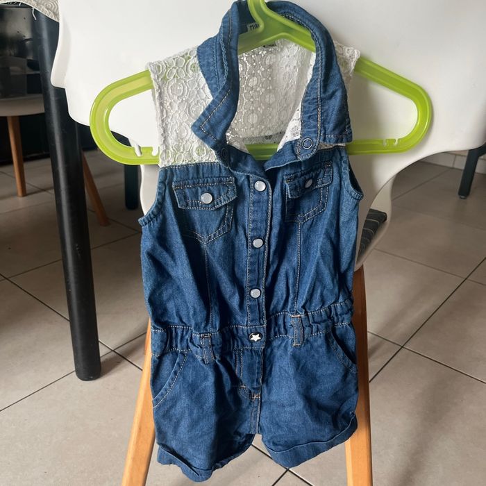Combi short jean et dentelle 18 mois