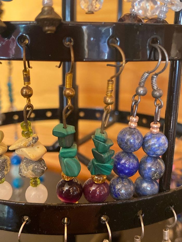Boucles d’oreilles malachite et agate