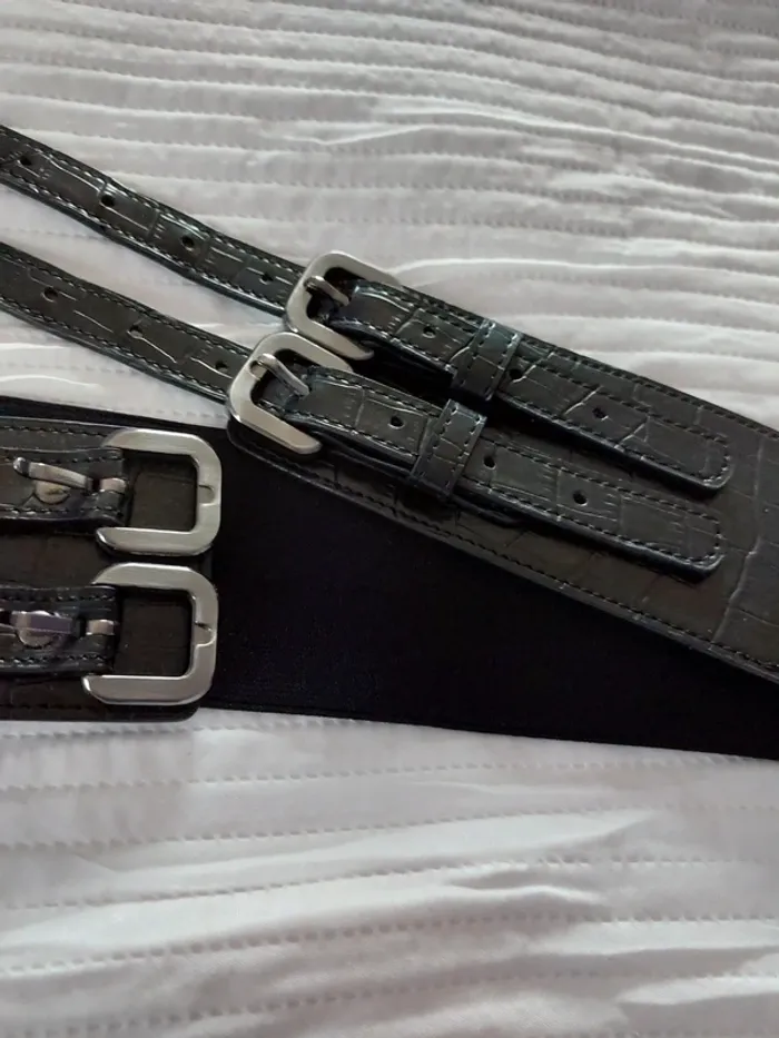 Ceinture cuir imitation croco avec bande élastique - photo numéro 3