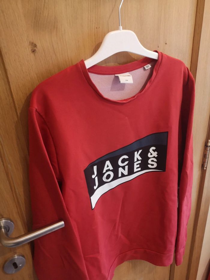 Pull sweat Jack and Jones en rouge imprimé en noir et blanc M - photo numéro 3