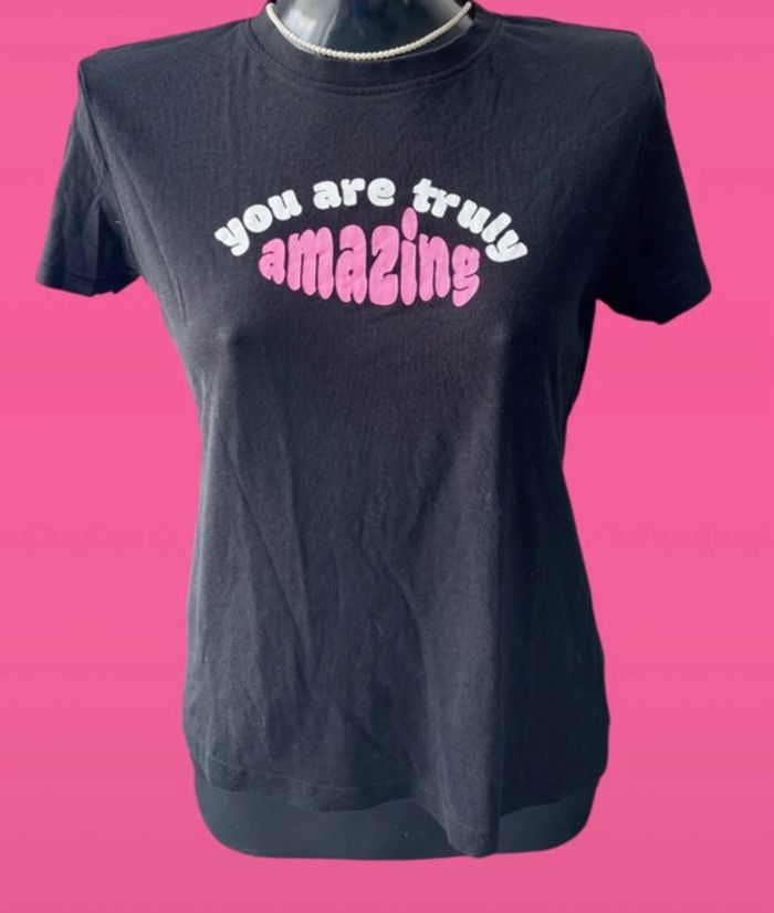 T-shirt noir Primark Cares You are truly amazing– Taille S/M