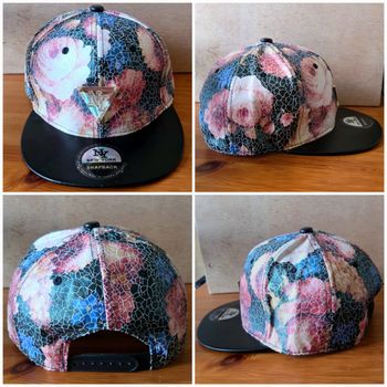 Casquette New York noire imprimé floral