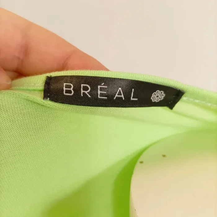 T-shirt vert fluo imprimé palmier doré BREAL style été casual - taille M A627 - photo numéro 7