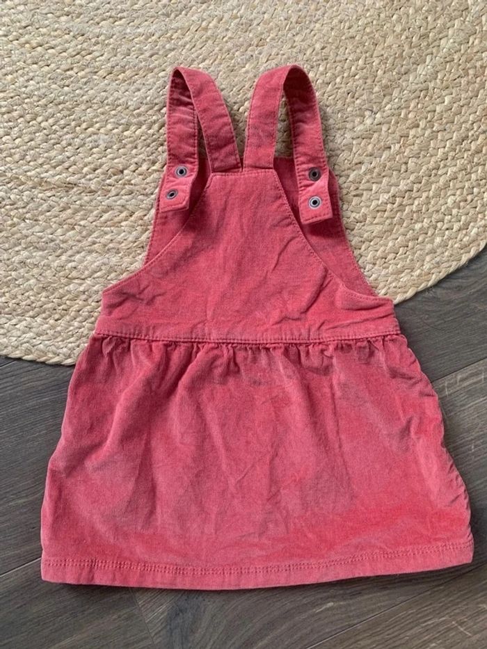 Robe salopette velours rose framboise TAO tape a l’œil 12 mois - photo numéro 3