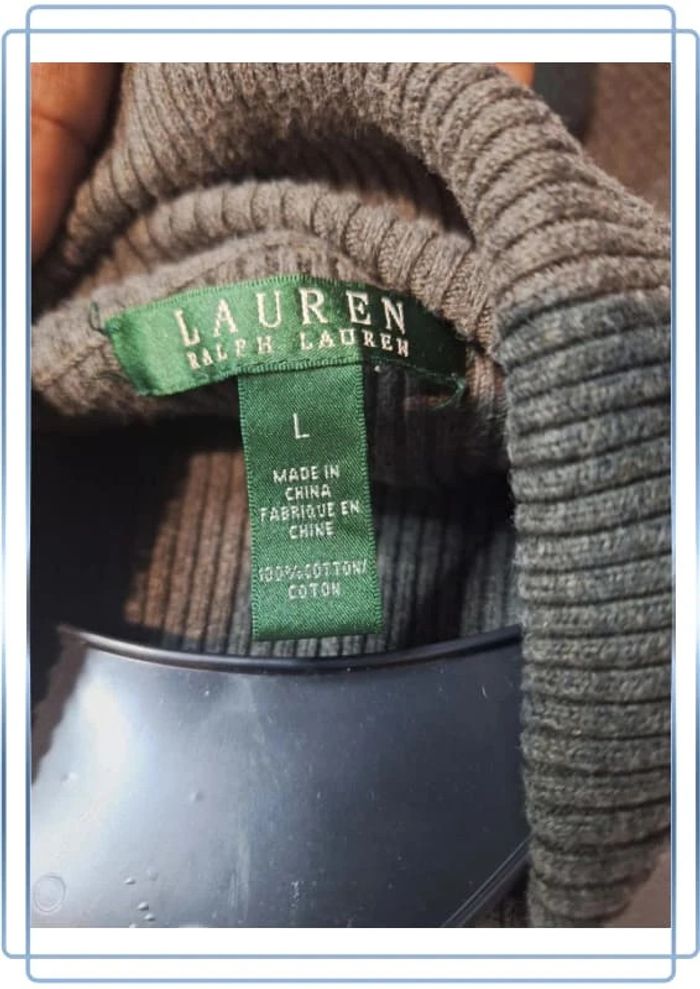 Pull ralph lauren col roulé femme vert foncé - taille L - photo numéro 10
