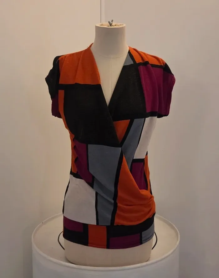 Haut cache-cœur imprimé géométrique Mim – Taille S
