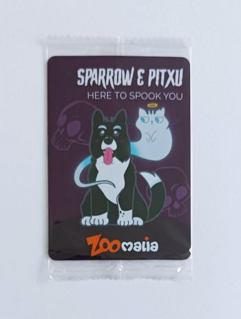 Magnet chien et chat. Halloween. Tête de mort. Sparrow et Pitxu. Zoomalia. 10 x 7 cm