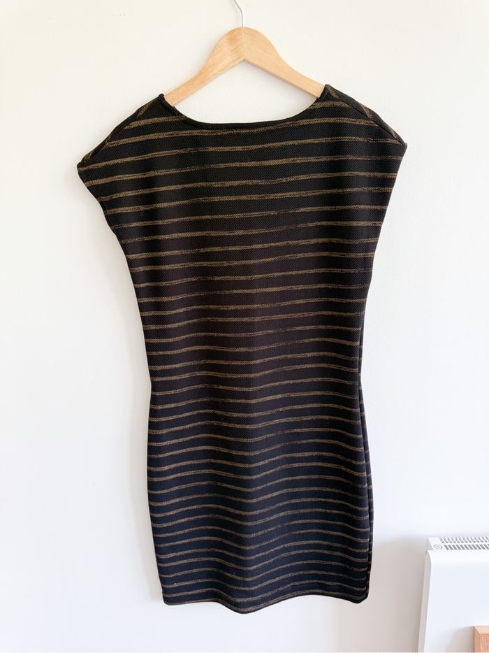 Robe droite manches courtes noir marron taille 40 L - photo numéro 2