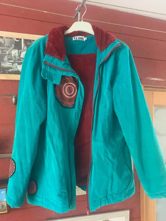 Veste / polaire vintage bleu rouge