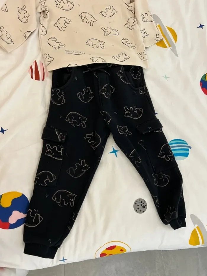 Ensemble décontracté t shirt manches longues et pantalon cargo - photo numéro 3